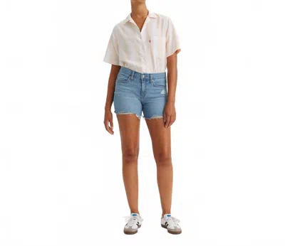 Levi's Mid Length Jean Shorts In Im Just A Fan Medium Wash In White