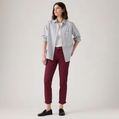 Levi's Mid-rise Boyfriend Women's Pants 34x30 In Burgundy