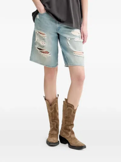 Levi's Middy Ripped Denim Shorts In Blue