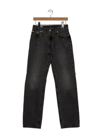 Pre-owned Levi's Mid-rise Straight Leg Jeans In Black