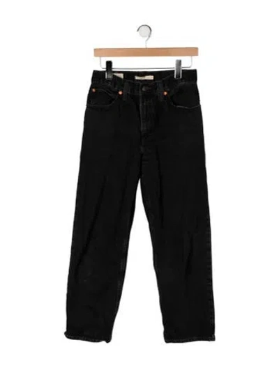 Pre-owned Levi's Mid-rise Straight Leg Jeans In Black