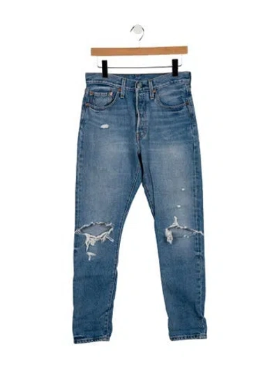 Pre-owned Levi's Mid-rise Straight Leg Jeans In Blue