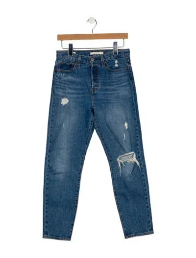 Pre-owned Levi's Mid-rise Straight Leg Jeans In Blue