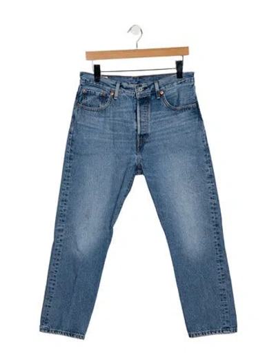 Pre-owned Levi's Mid-rise Straight Leg Jeans In Blue