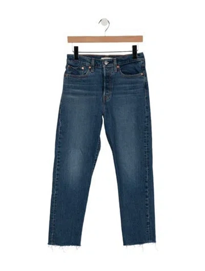 Pre-owned Levi's Mid-rise Straight Leg Jeans In Blue