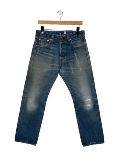Pre-owned Levi's Mid-rise Straight Leg Jeans In Blue