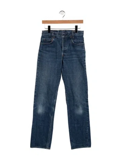 Pre-owned Levi's Mid-rise Straight Leg Jeans In Blue