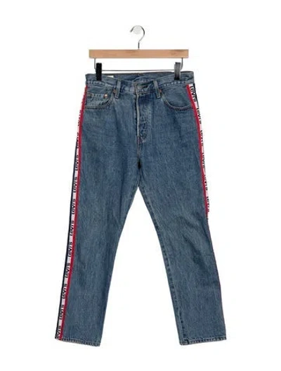Pre-owned Levi's Mid-rise Straight Leg Jeans In Blue