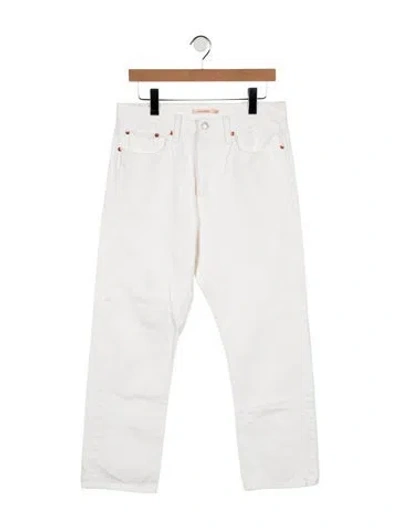 Pre-owned Levi's Mid-rise Straight Leg Jeans In White