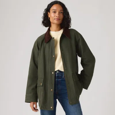Levi's Midweight Barn Jacket With Snap Closure In Green