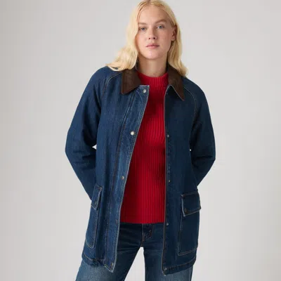 Levi's Midweight Barn Jacket With Snap Closure In Blue