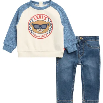 Levi's® Babies'  Moto Logo Baseball T-shirt & Skinny Jeans Set In Blue