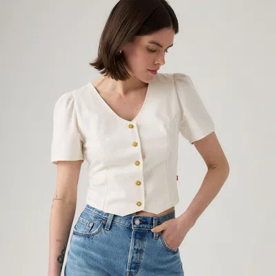 Levi's Moxie Short-sleeve Denim Blouse In Neutral