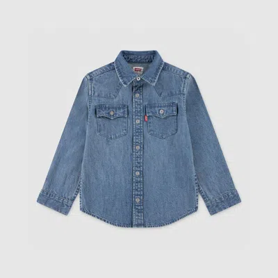 Levi's New Barstow Western Shirt Chambray Little Boys 4-6x 7 In Blue