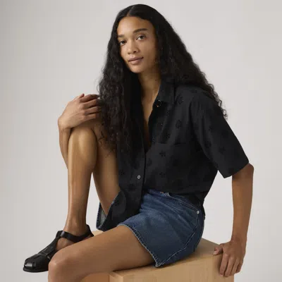 Levi's Novelty Harlie Short Sleeve Cropped Shirt In Black