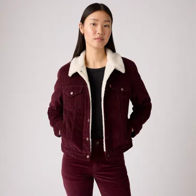 Levi's Original Sherpa Trucker Jacket In Burgundy