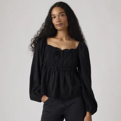 Levi's Ottie Long Sleeve Boho Blouse In Black