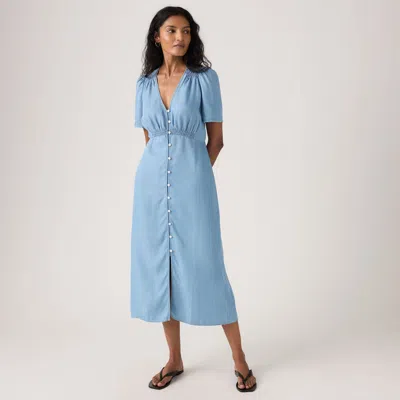 Levi's Paola Short Sleeve Midi Dress In Blue