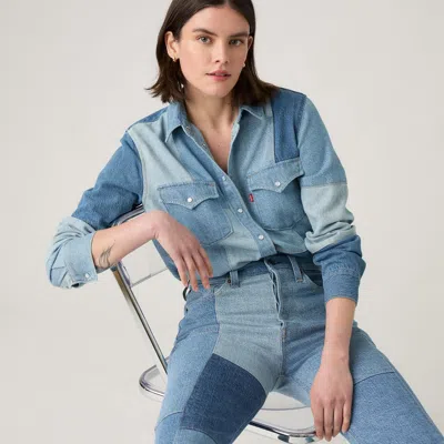 Levi's Patchwork Iconic Western Shirt Chambray In Blue