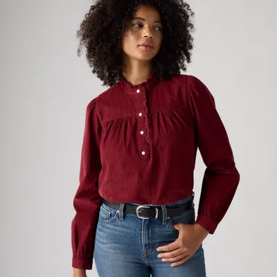 Levi's Perla Long Sleeve Blouse In Red
