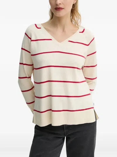 Levi's Petal Striped V-neck Sweater In Neutral