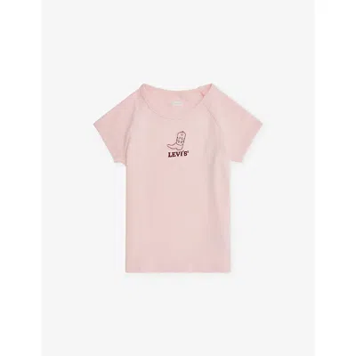 Levi's Kids' Pink Ribbed Raglan-sleeve Stretch-woven Top 4-