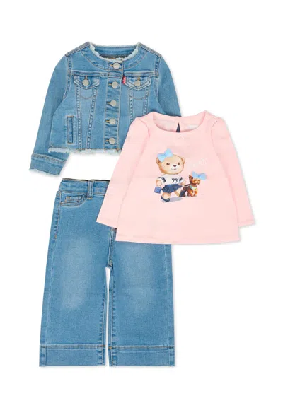 Levi's Pink Suit For Baby Girl With Bear