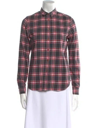 Pre-owned Levi's Plaid Print Long Sleeve Button-up Top In Multi