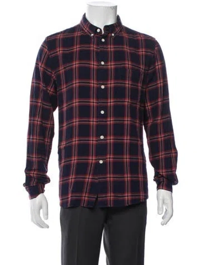 Pre-owned Levi's Plaid Print Long Sleeve Shirt In Blue