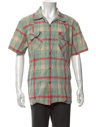 Pre-owned Levi's Plaid Print Short Sleeve Shirt In Green