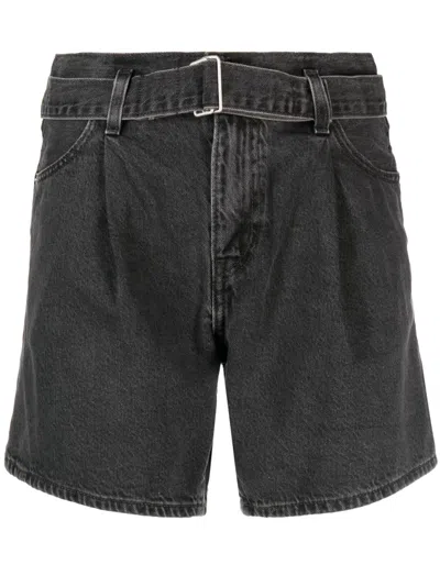Levi's Pleated Denim Shorts In Black