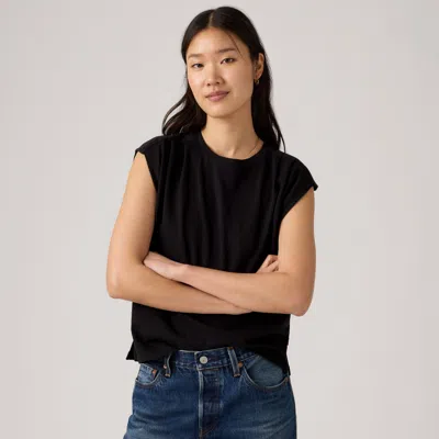 Levi's Pleated Muscle Tank Top In Black