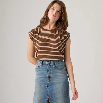 Levi's Pleated Muscle Tank Top In Brown