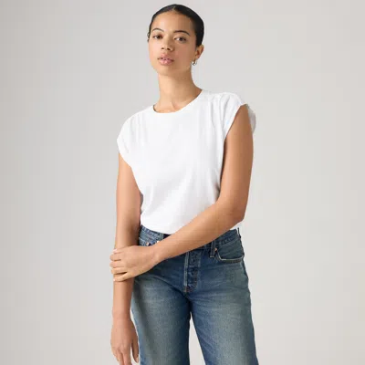Levi's Pleated Muscle Tank Top In White