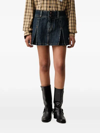 Levi's Pleated-detail Mini Skirt In Blue