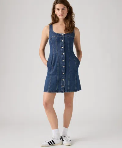 Levi's Plus Size Audra Square Neck Mini Tank Dress In Black