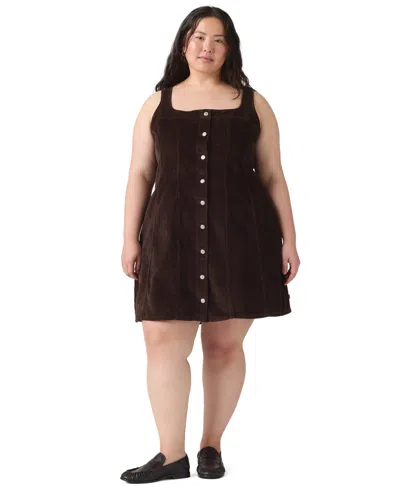 Levi's Plus Size Audra Square Neck Mini Tank Dress In Brown