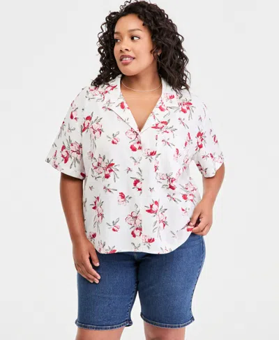 Levi's Plus Size Bennie Button-up Camp Cotton Shirt In Multi