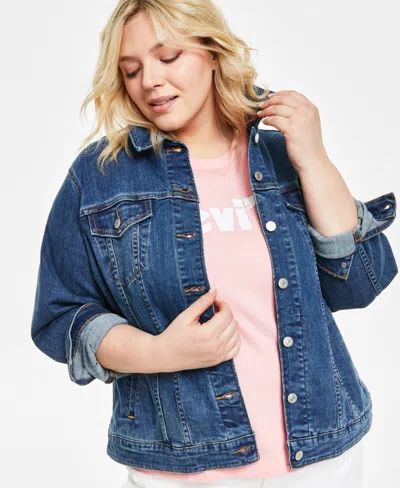 Levi's Plus Size Button-down Original Denim Trucker Jacket In Blue