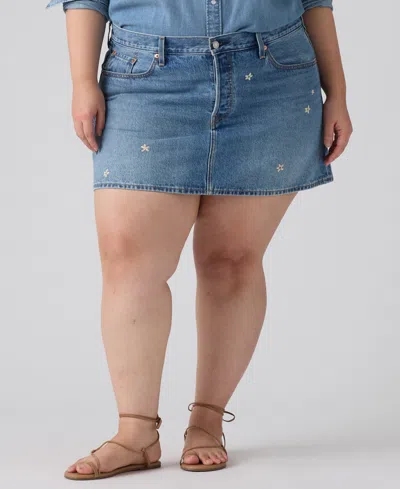Levi's Plus Size Cotton Iconic 501 Mid-rise Denim Skirt In Blue