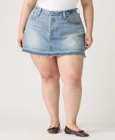 Levi's Plus Size Cotton Iconic 501 Mid-rise Denim Skirt In Sign On The Hill Plus