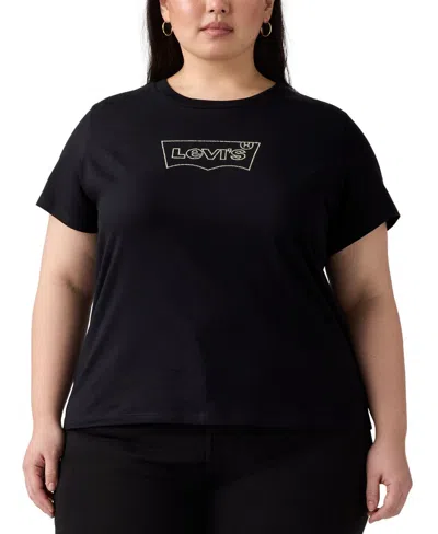 Levi's Plus Size Cotton Perfect Studded Logo T-shirt In Black