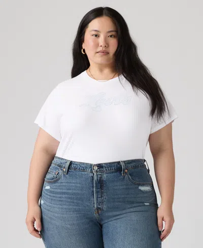 Levi's Plus Size Crew Neck Short-sleeve Logo T-shirt In Rhinestone Sporty Levis Bright White