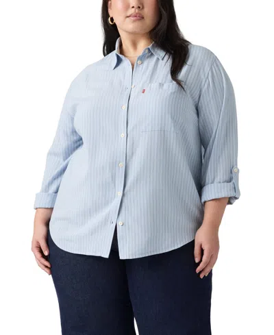 Levi's Plus Size Darlene Collared Neck Shirt In Blue