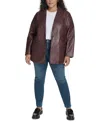Levi's Plus Size Faux-leather Peak-lapel Jacket In Burgundy
