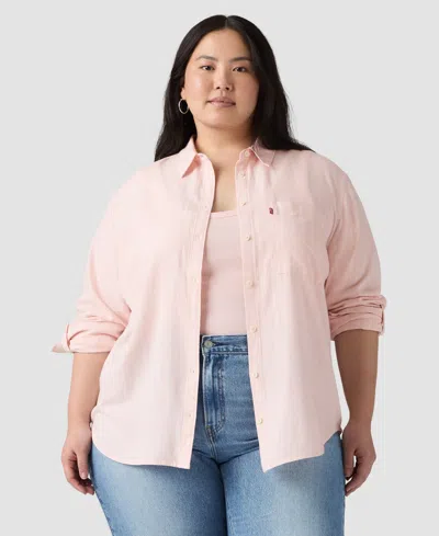Levi's Plus Size Long Sleeve Darlene Shirt In Pink