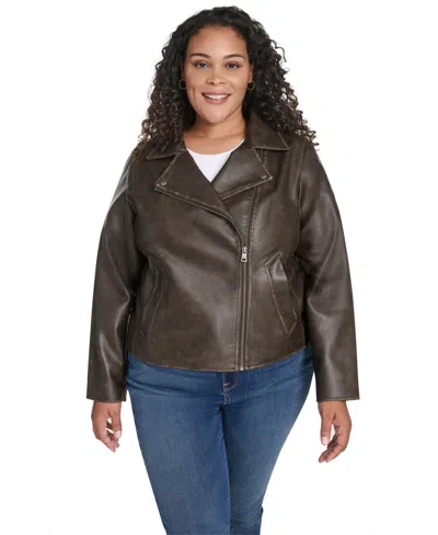 Levi's Plus Size Long Sleeve Moto Jacket In Brown