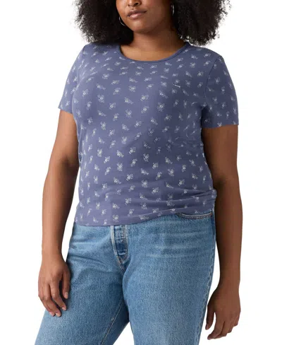 Levi's Plus Size Lydia Tossed Floral Short-sleeve T-shirt In Blue