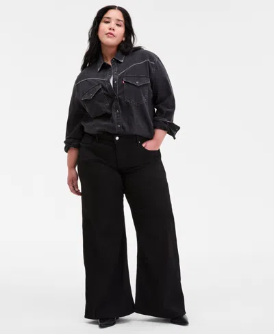Levi's Plus Size Mid Rise 318 Shaping Wide-leg Jeans In Black