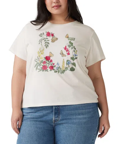 Levi's Plus Size Perfect Rose Garden Logo T-shirt In White